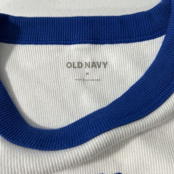 Old Navy Crop Tank Top‎ Womens Medium White Sleeveless Graphic Ribbed Y2K - Picture 5 of 7